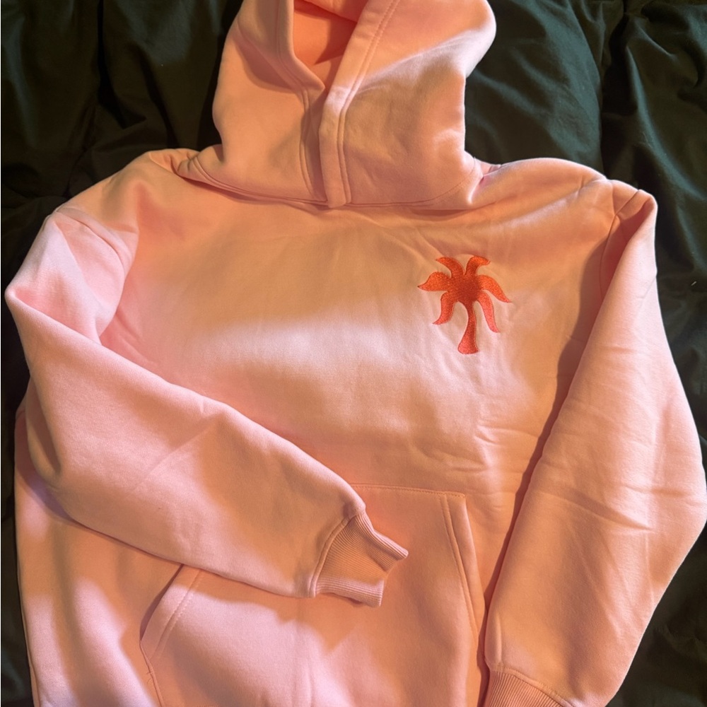 Pink Palm Puff Women's Hoodie - Picture 4 of 7